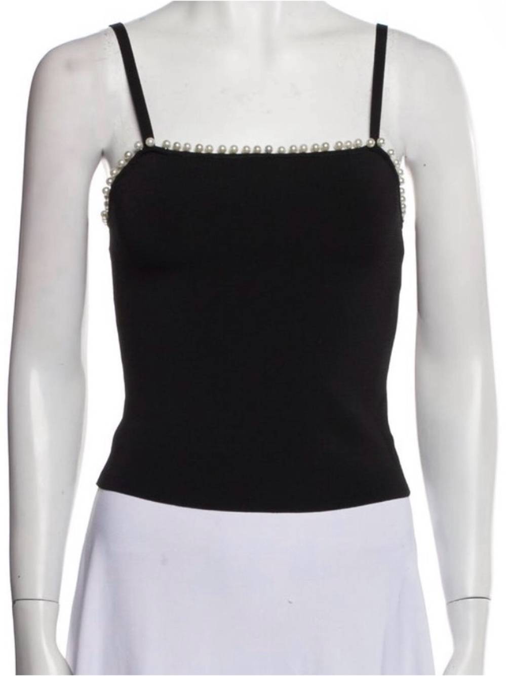 Alice + Olivia Black Pearl-Trim Camisole